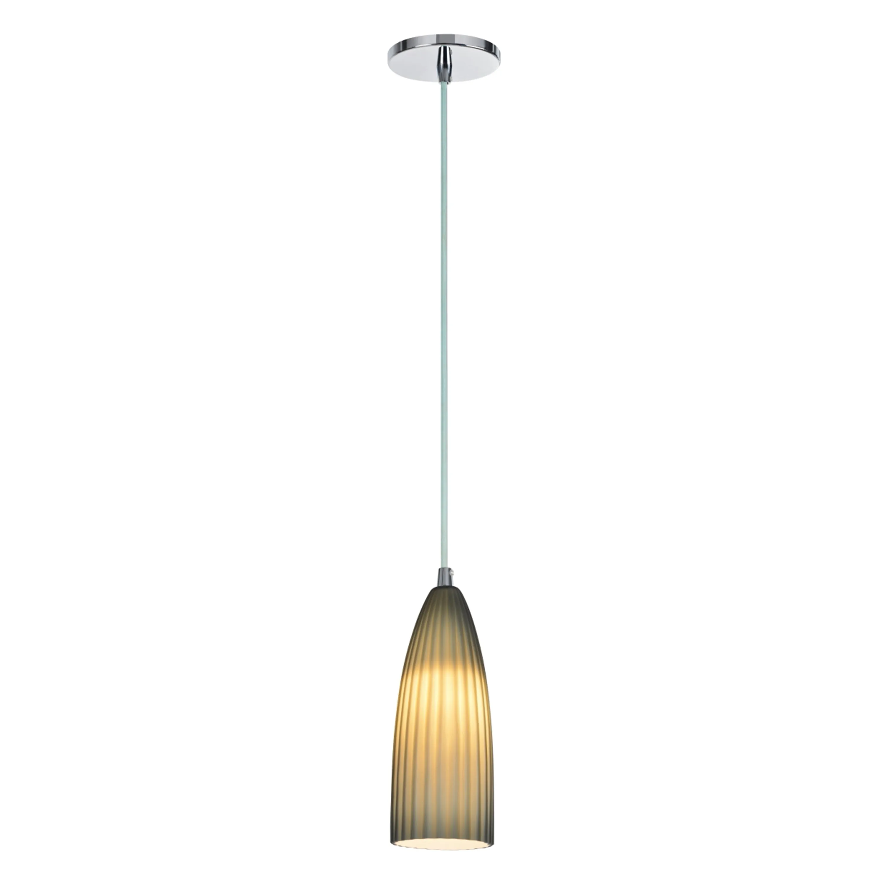 # 61052, One-Light Hanging Mini Pendant Ceiling Light, 3 3/4" Wide, Transitional Design in Chrome Finish, with Metallic Gray Opal Glass Shade