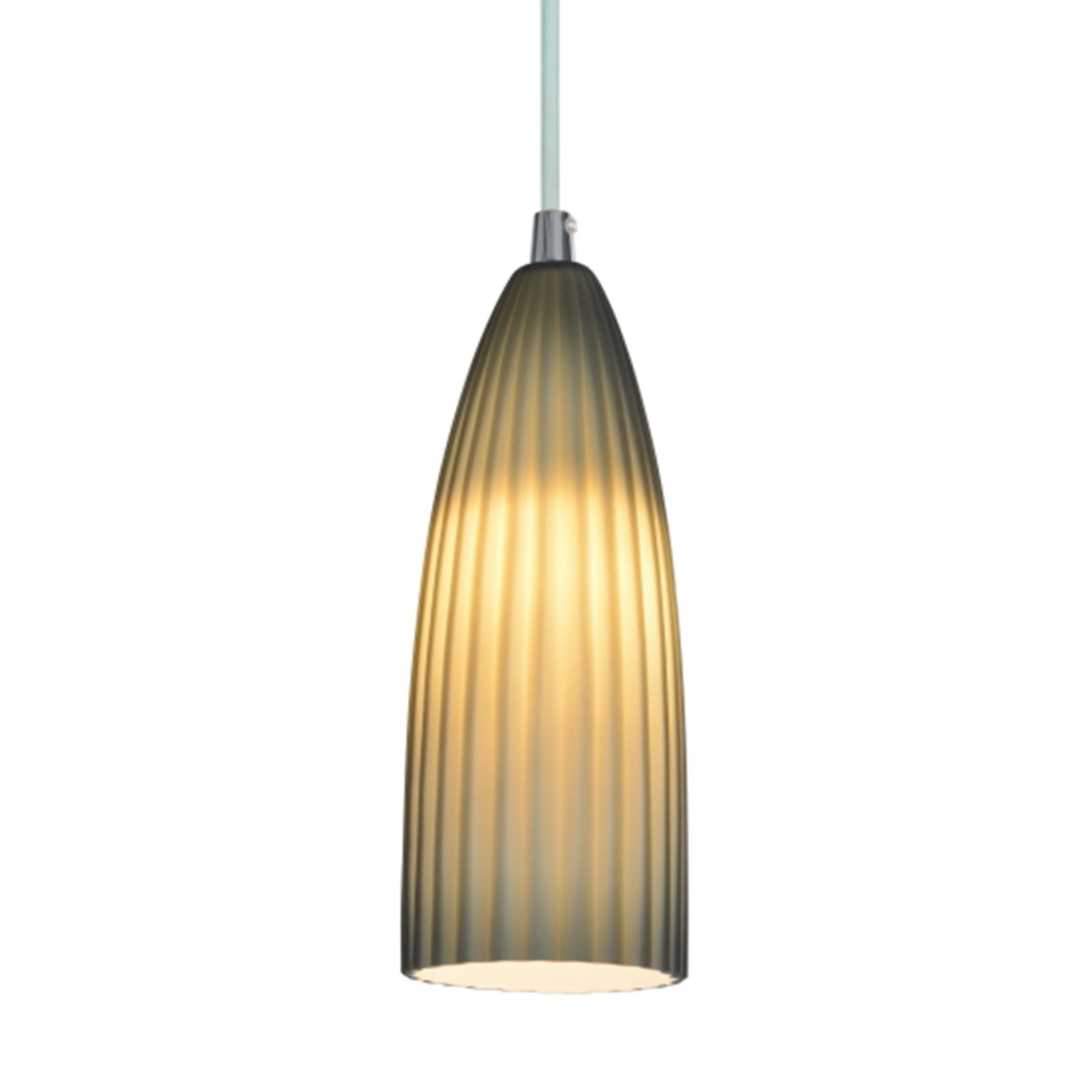 # 61052, One-Light Hanging Mini Pendant Ceiling Light, 3 3/4" Wide, Transitional Design in Chrome Finish, with Metallic Gray Opal Glass Shade