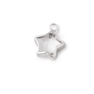 10mm Silver Leafed Crystal Quartz Faceted Star Focal Pendant 1 piece