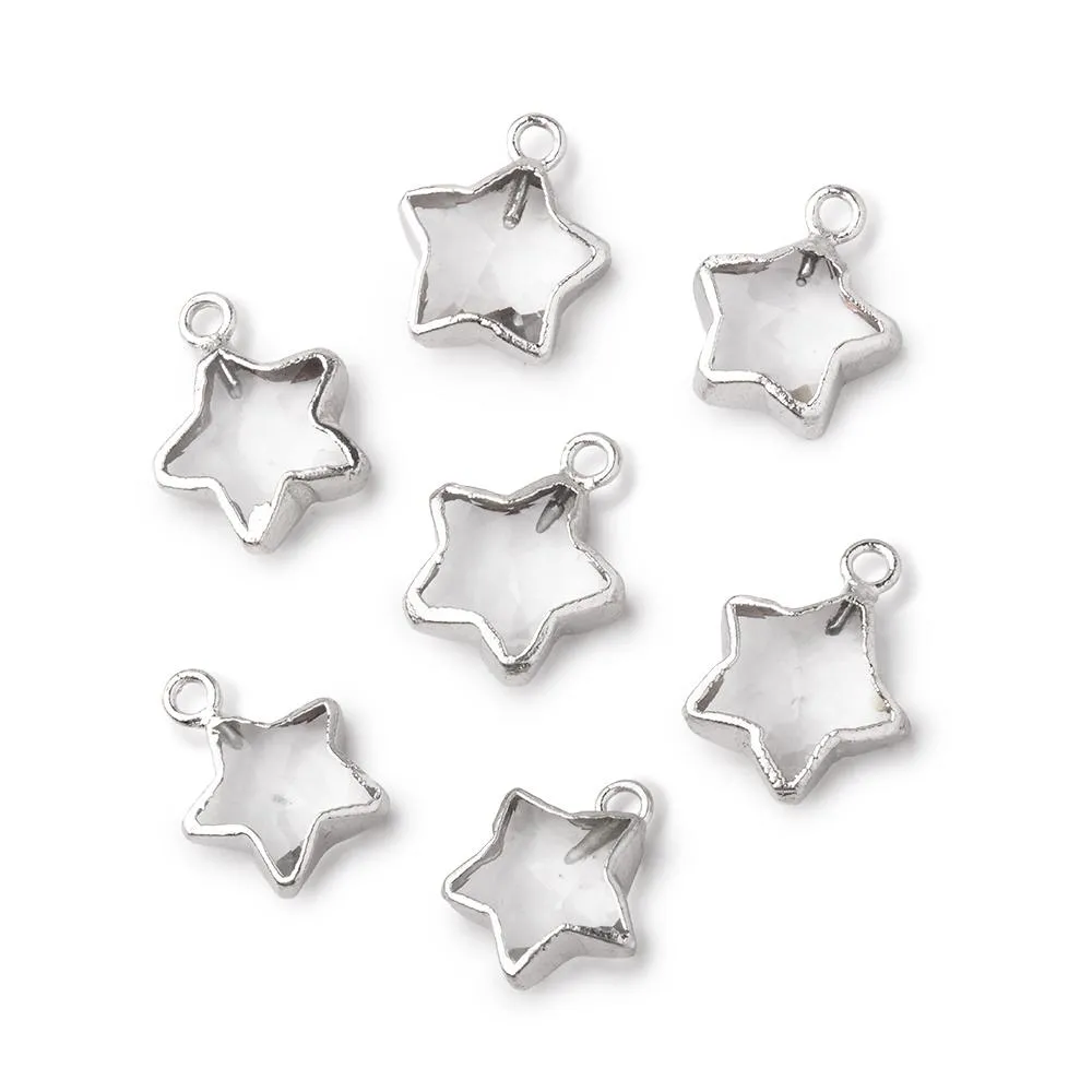 10mm Silver Leafed Crystal Quartz Faceted Star Focal Pendant 1 piece