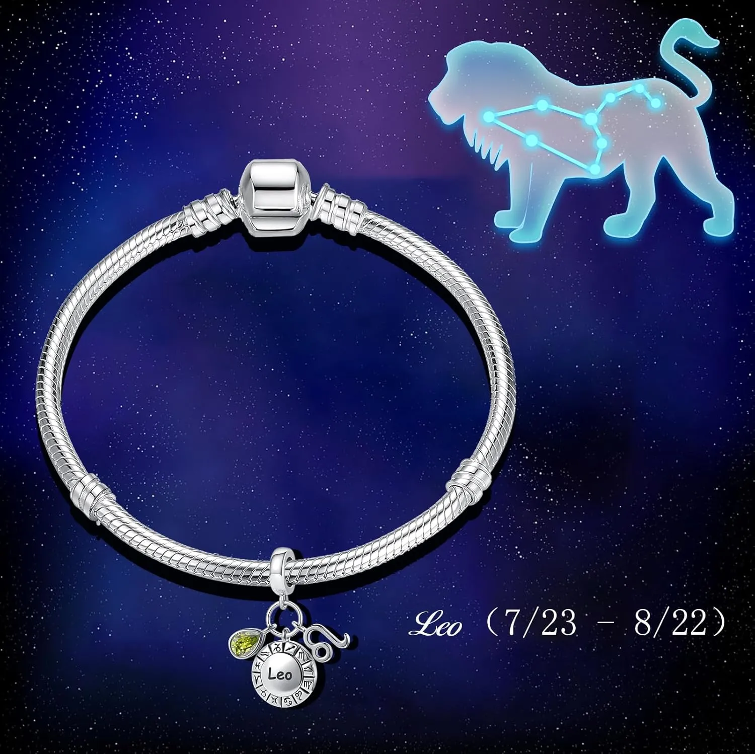 12 Zodiac Sign Charm Teardrop Birthstone Bead for Pandora Bracelet Birthday Gift