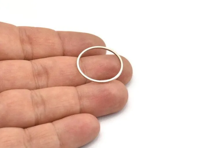 23mm Circle Connectors - 24 Antique Silver Plated Brass Circle Connectors (23x1x1mm) A3834