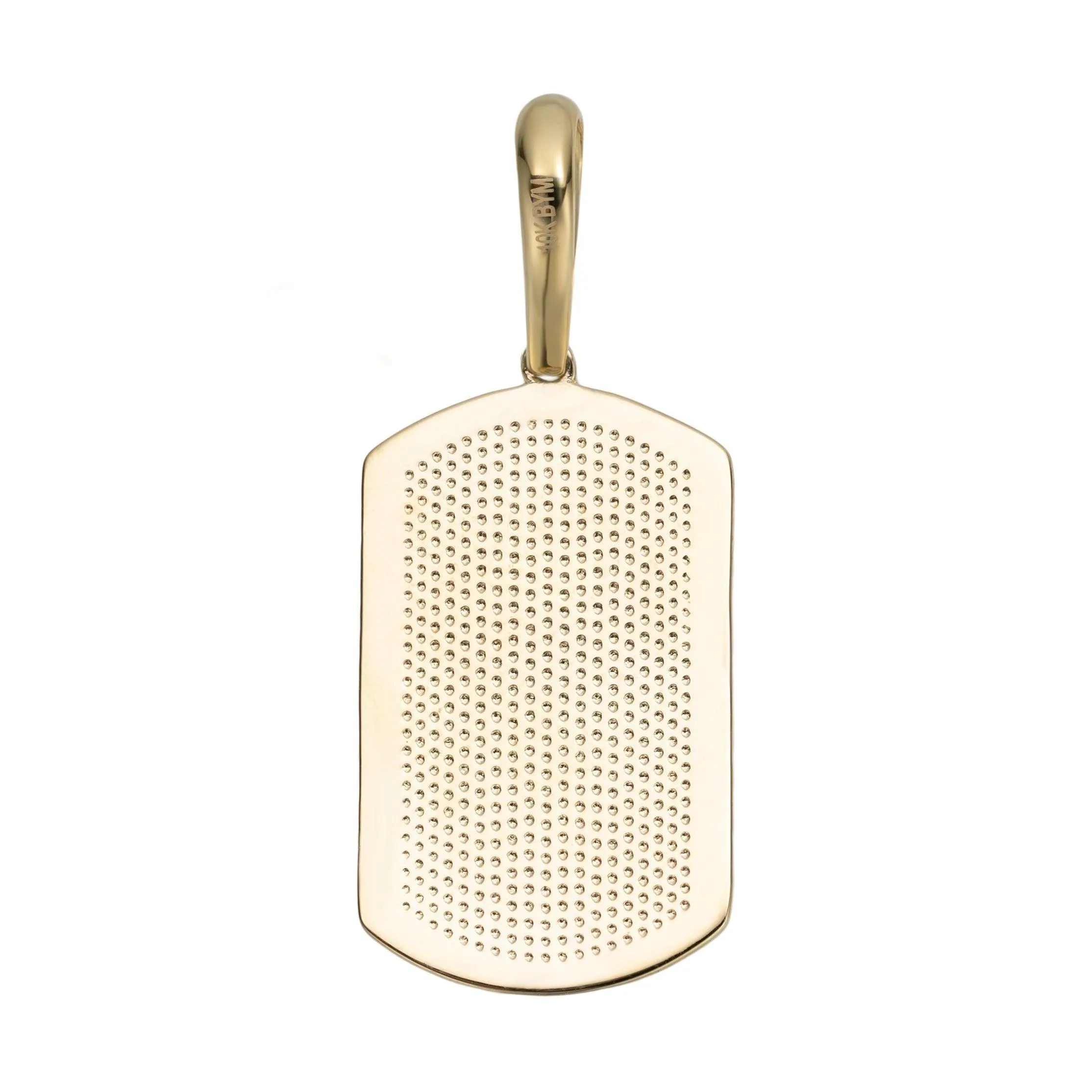 2" Textured Dog Tag Pendant Solid 10K Yellow Gold