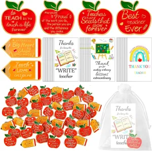 48 Set Teacher Appreciation Gift in Bulk Teacher Appreciation Week Gifts Includes Pencil Apple Pin Thank You Cards and Organza Bags for Staff Teachers Graduation Gifts