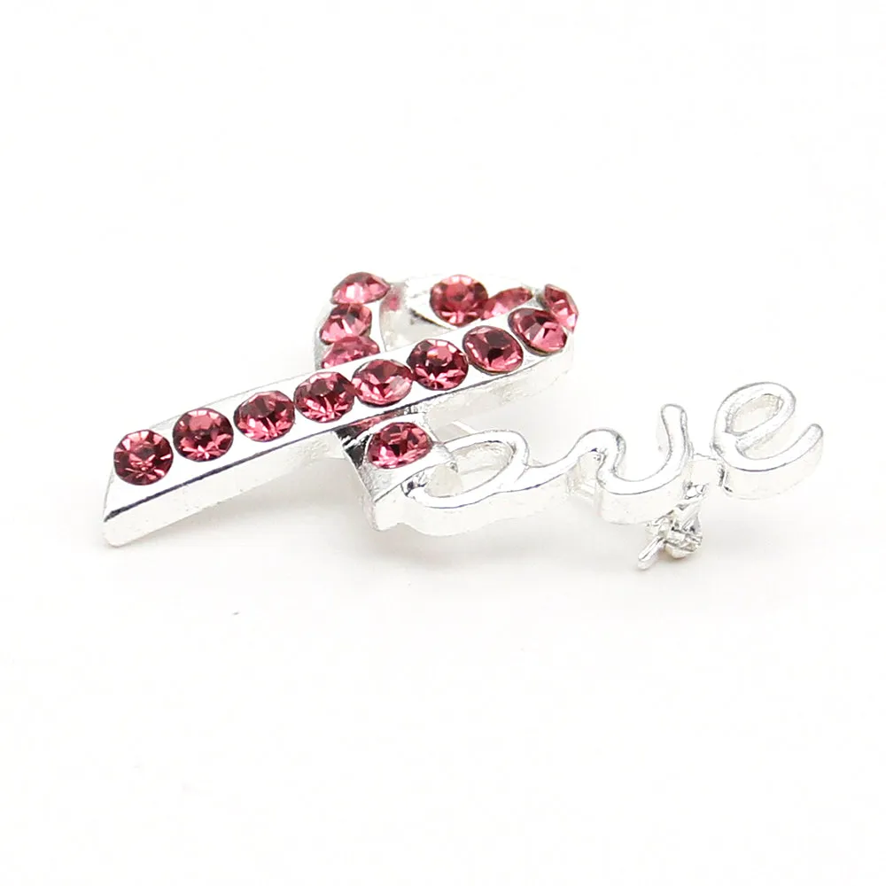 5cm Breast Cancer Awareness Cheer Love Pink Rhinestone Rhinestone Ribbon-Fashion Accessories-Holiday Gifts-Vintage Brooches-Gifts for Women
