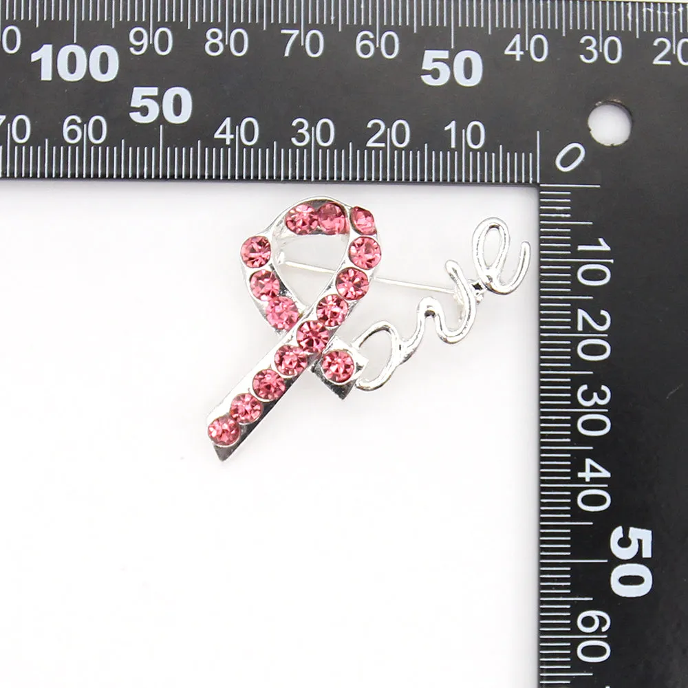 5cm Breast Cancer Awareness Cheer Love Pink Rhinestone Rhinestone Ribbon-Fashion Accessories-Holiday Gifts-Vintage Brooches-Gifts for Women