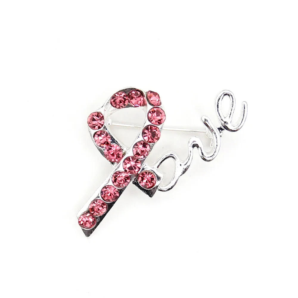 5cm Breast Cancer Awareness Cheer Love Pink Rhinestone Rhinestone Ribbon-Fashion Accessories-Holiday Gifts-Vintage Brooches-Gifts for Women