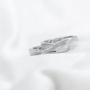 Adjustable Silver Couple Promise Mobius Twist Infinity Ring Set