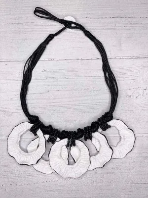Alisha D Paper Mache Art Décor Necklace Papier-Mâché Stone Black And White