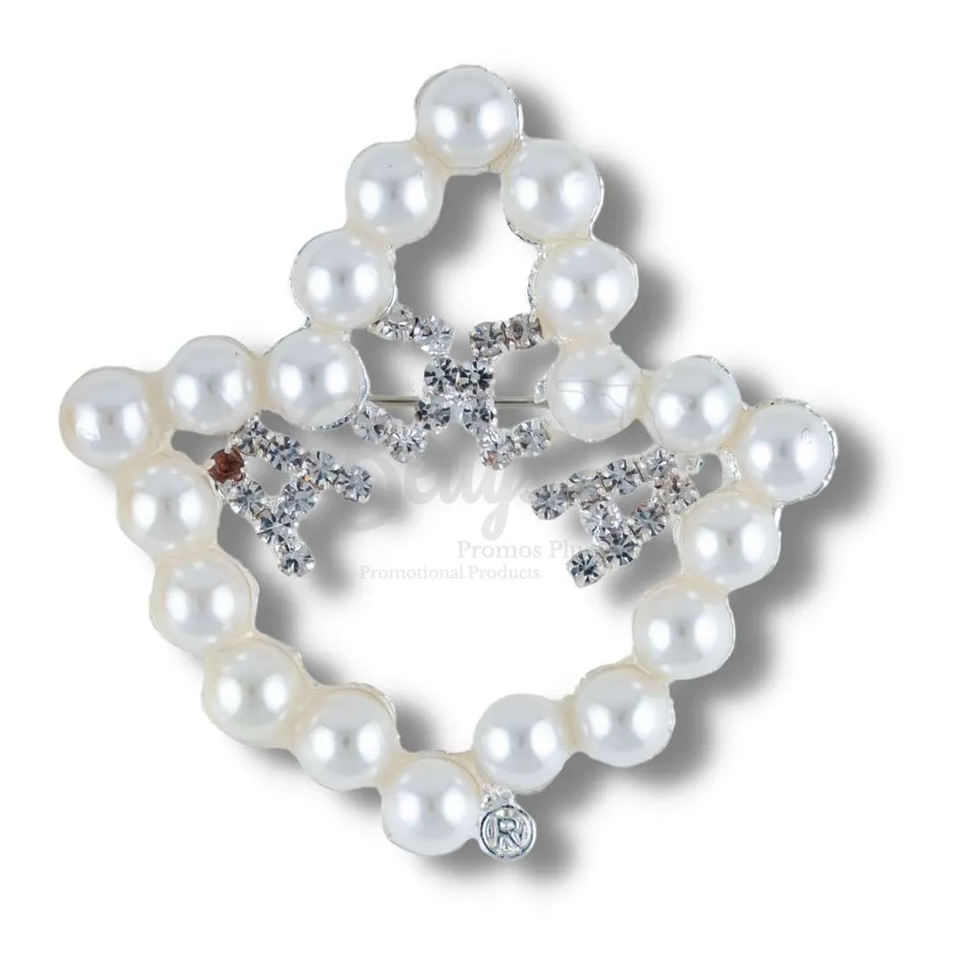 Alpha Kappa Alpha AKA Pearl Ivy-Shaped Rhinestone Pin with Letters