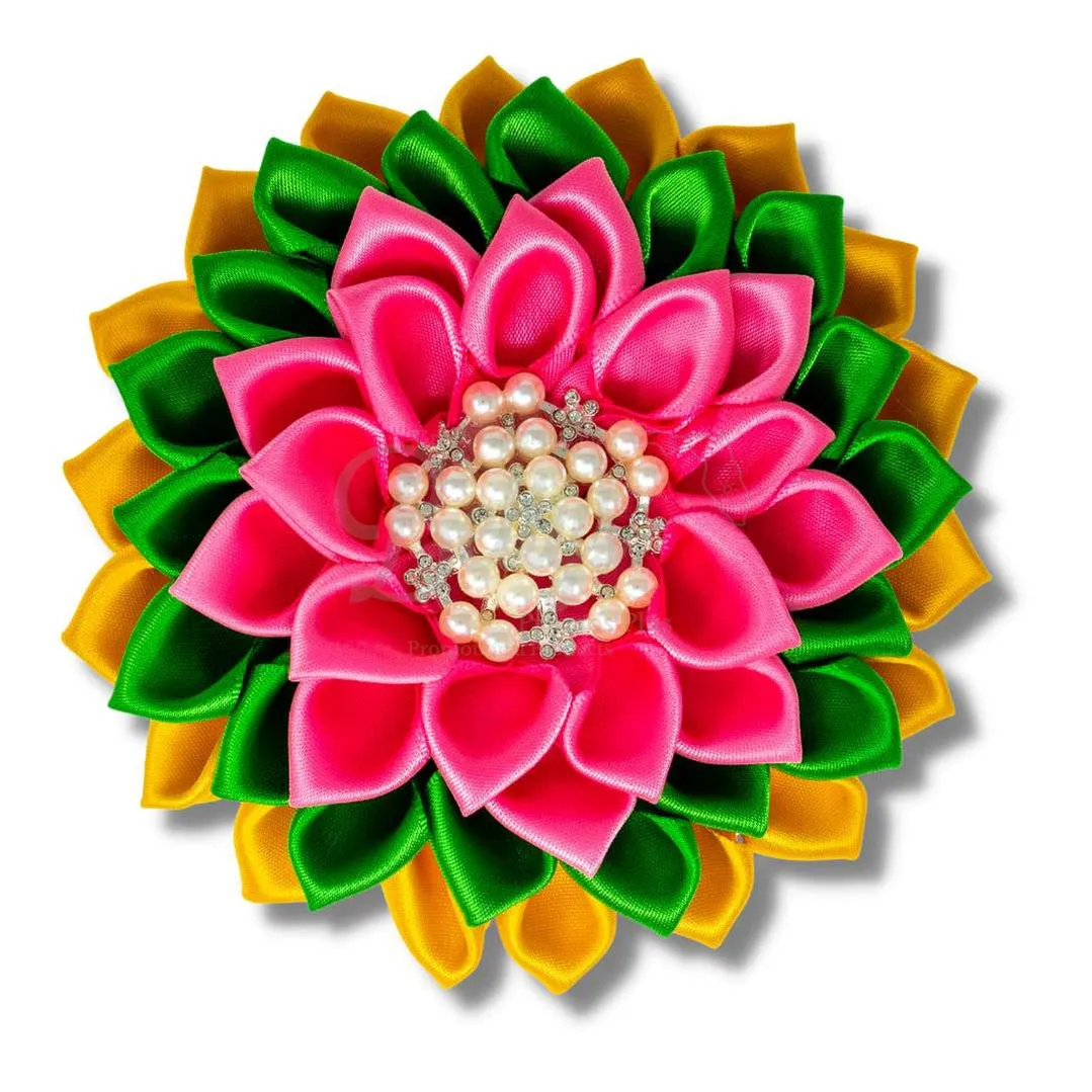Alpha Kappa Alpha AKA Silk Flower Brooch for Golden Soror and Silver Star