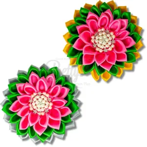 Alpha Kappa Alpha AKA Silk Flower Brooch for Golden Soror and Silver Star