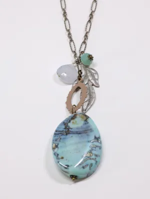 Aragonite Long Mixed Metals nh necklace