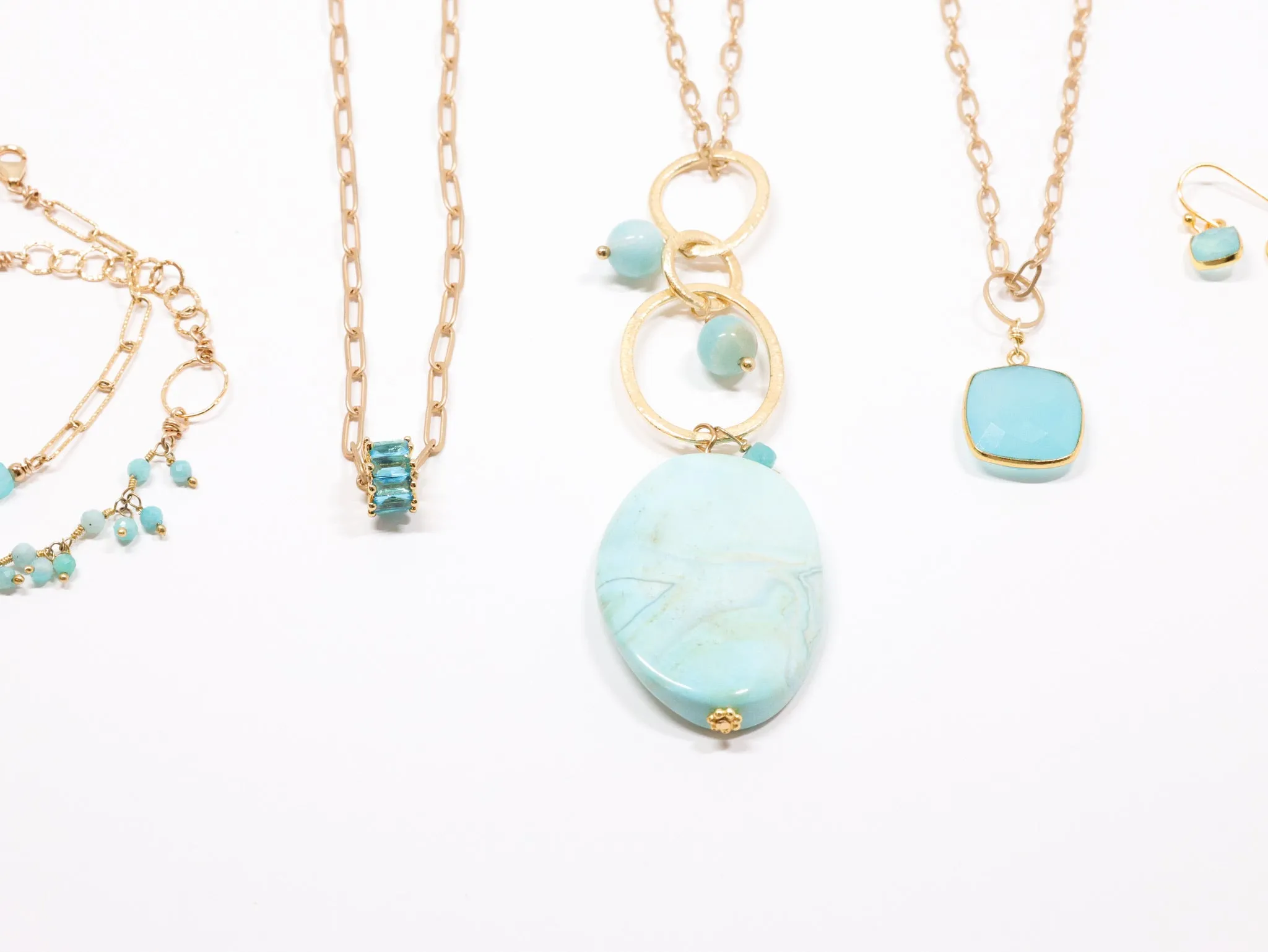 Aragonite Long Necklace in matte gold