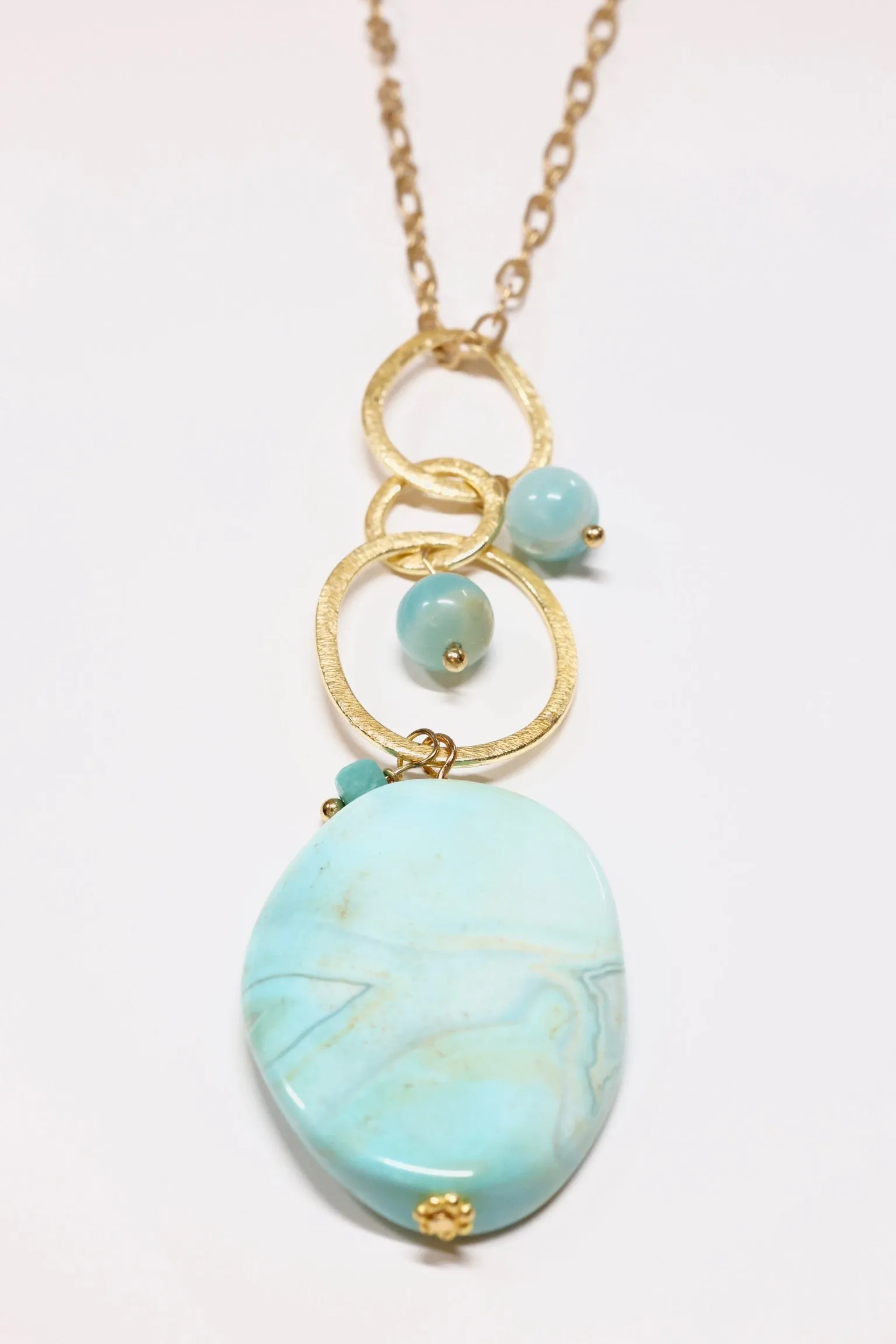 Aragonite Long Necklace in matte gold