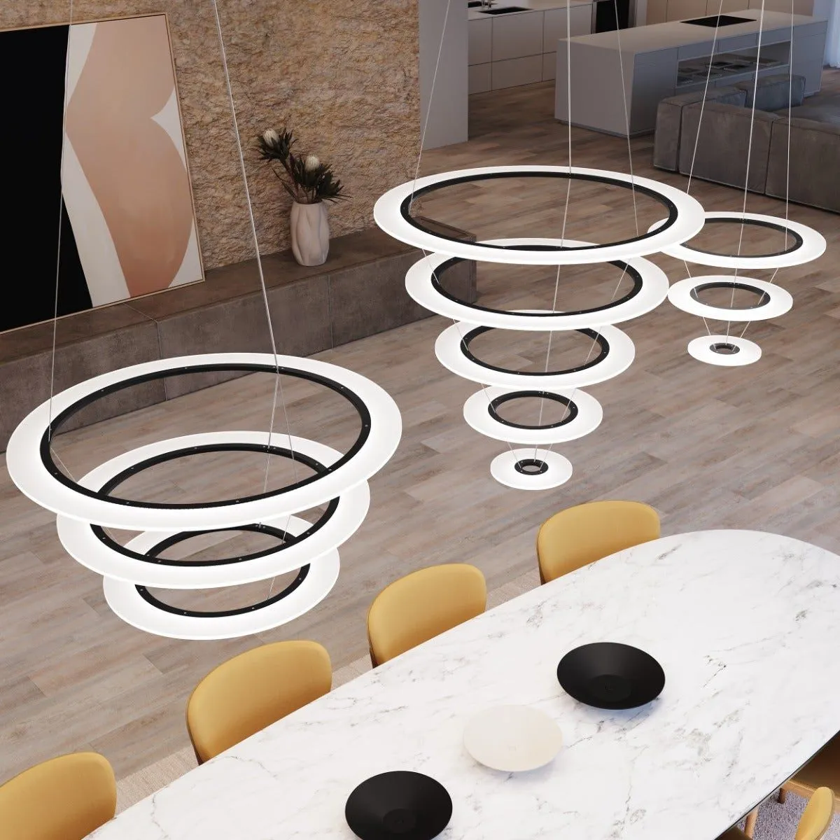Arctic Rings Large Triple LED Ring Pendant