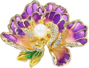 Brooch Pin for Women Flowers Brooch with Created Crystal | Elegant Brooches | Pearl Brooches for Women with Flower Pins | Designer Brooch Collar Pins for Women