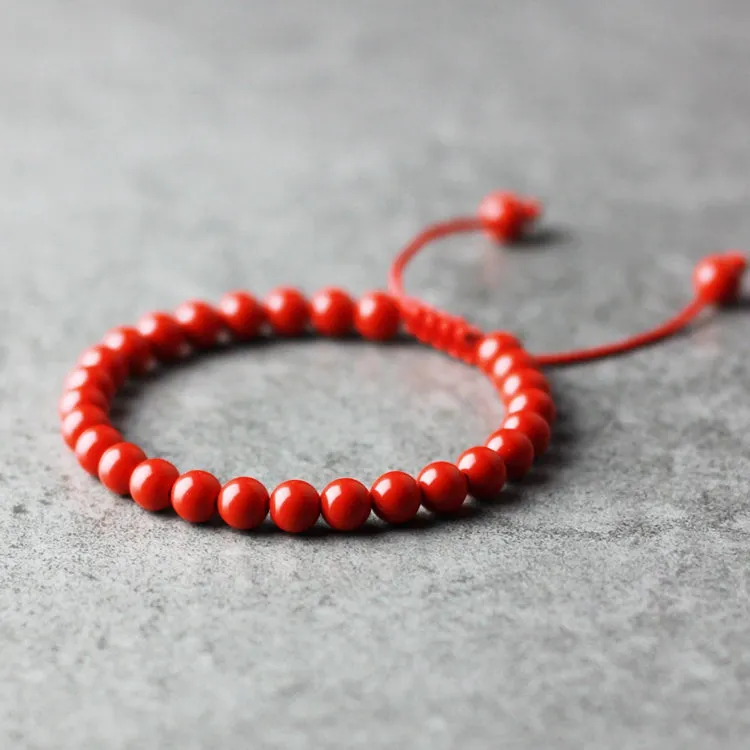Cinnabar Stone Beaded Bracelet Handmade Gemstone Jewelry Accessories Gifts For Women
