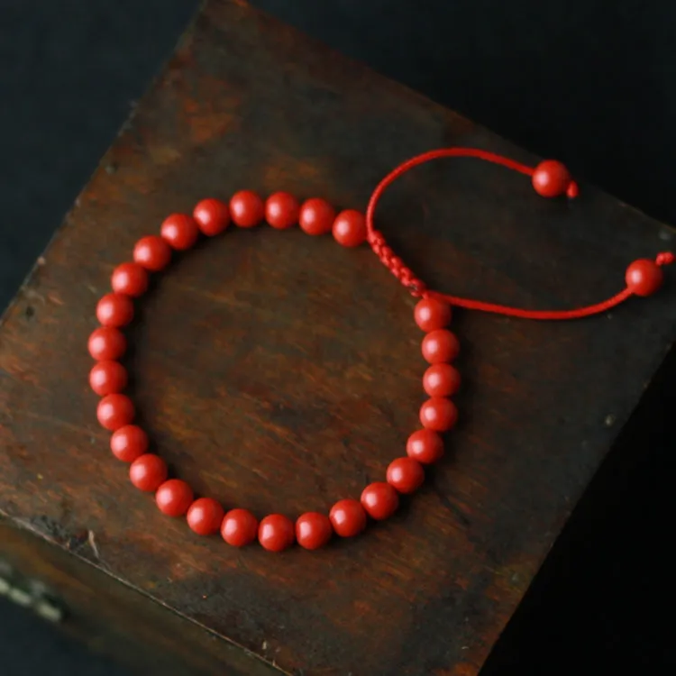 Cinnabar Stone Beaded Bracelet Handmade Gemstone Jewelry Accessories Gifts For Women