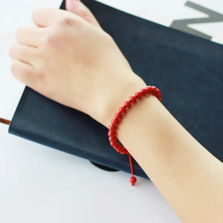 Cinnabar Stone Beaded Bracelet Handmade Gemstone Jewelry Accessories Gifts For Women