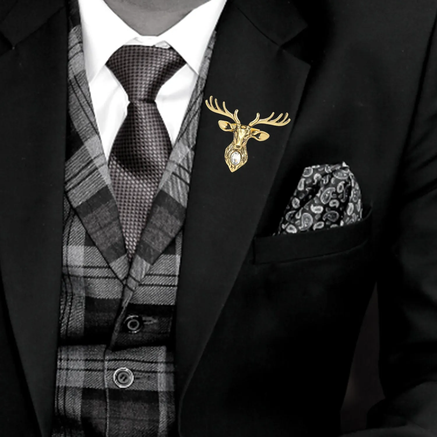 Classic Deer-Shaped Wedding Lapel Pin / Brooch