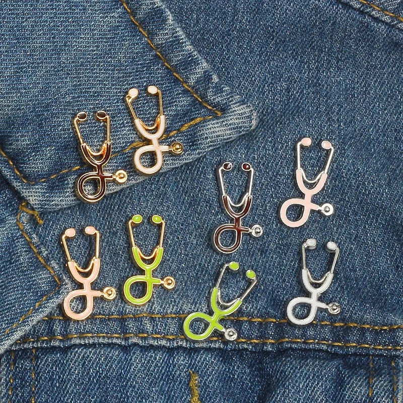 Doctors Nurses  Mini Stethoscope Brooches Pins Jackets Coat Lapel Pin Bag Button Collar Badges Gifts Medical Jewelry