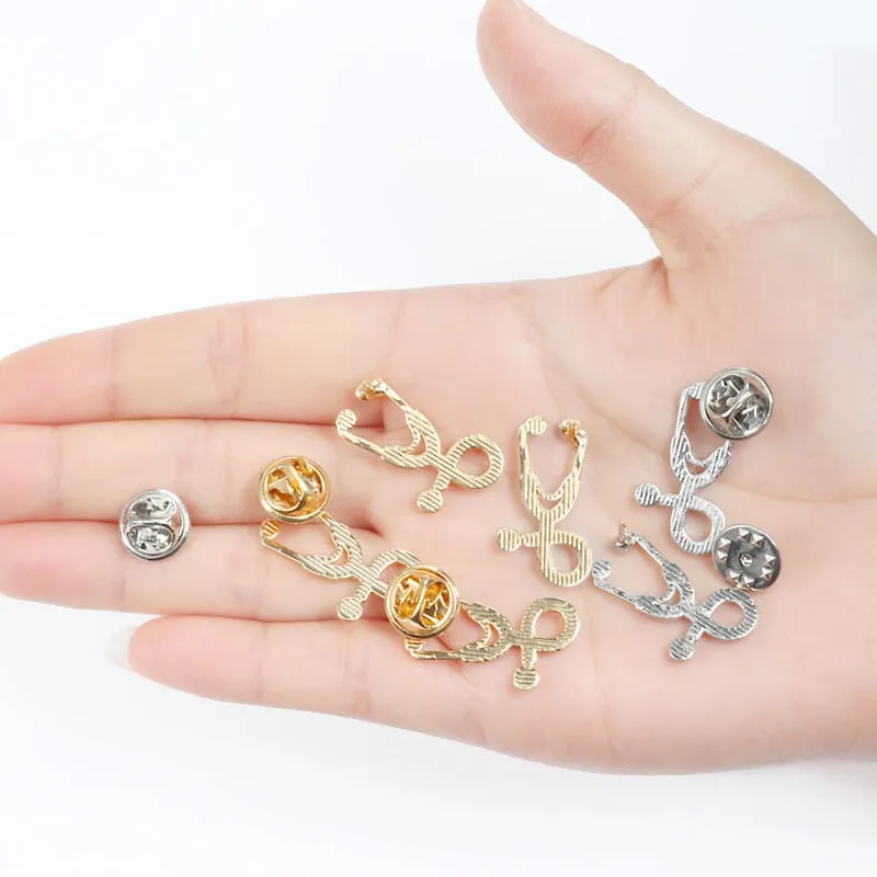 Doctors Nurses  Mini Stethoscope Brooches Pins Jackets Coat Lapel Pin Bag Button Collar Badges Gifts Medical Jewelry