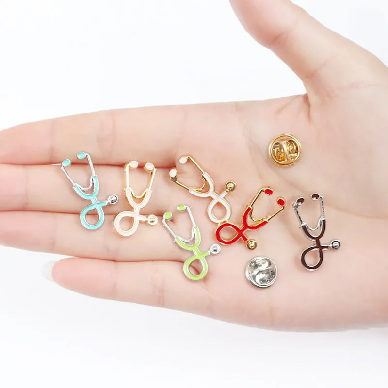 Doctors Nurses  Mini Stethoscope Brooches Pins Jackets Coat Lapel Pin Bag Button Collar Badges Gifts Medical Jewelry