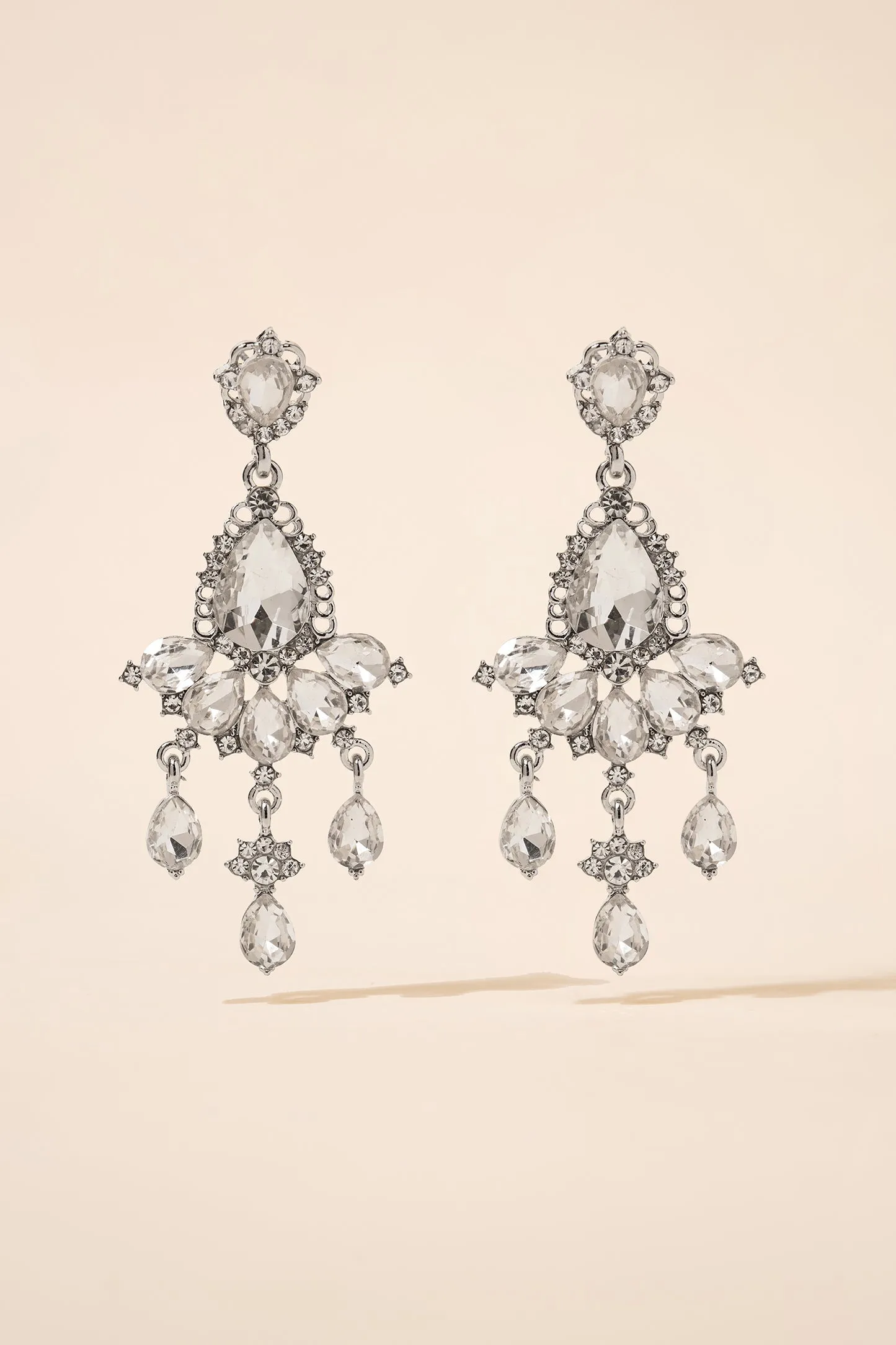 Elara Teardrop Crystal Chandelier Earrings