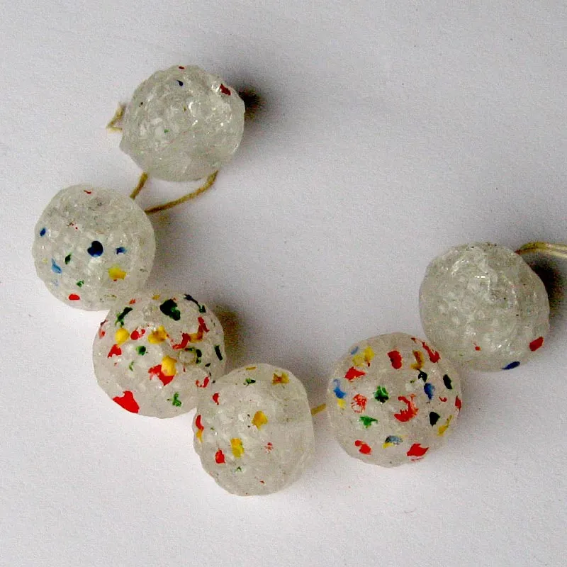 Frosty Confetti Button Pendants. 12mm. Czechoslovakia. Pkg 2. b11-bw-0982