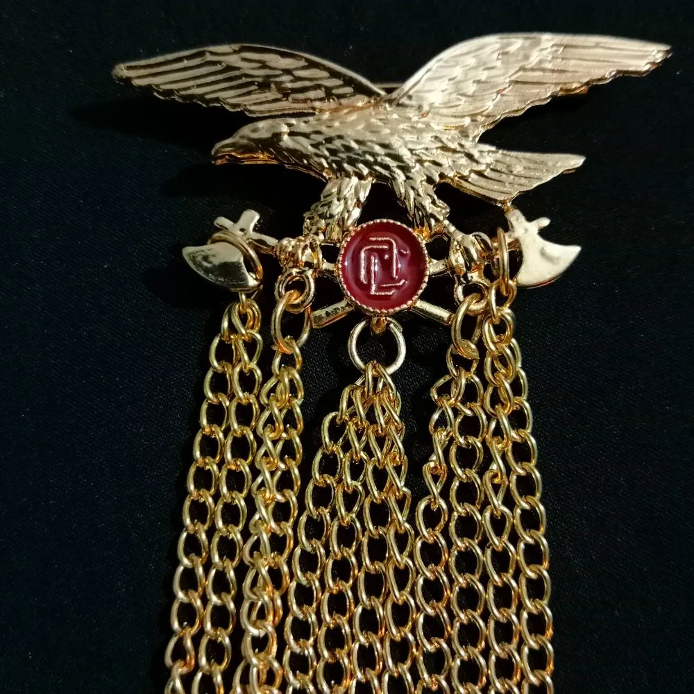 Golden Eagle Bird with Axe Designer Brooch