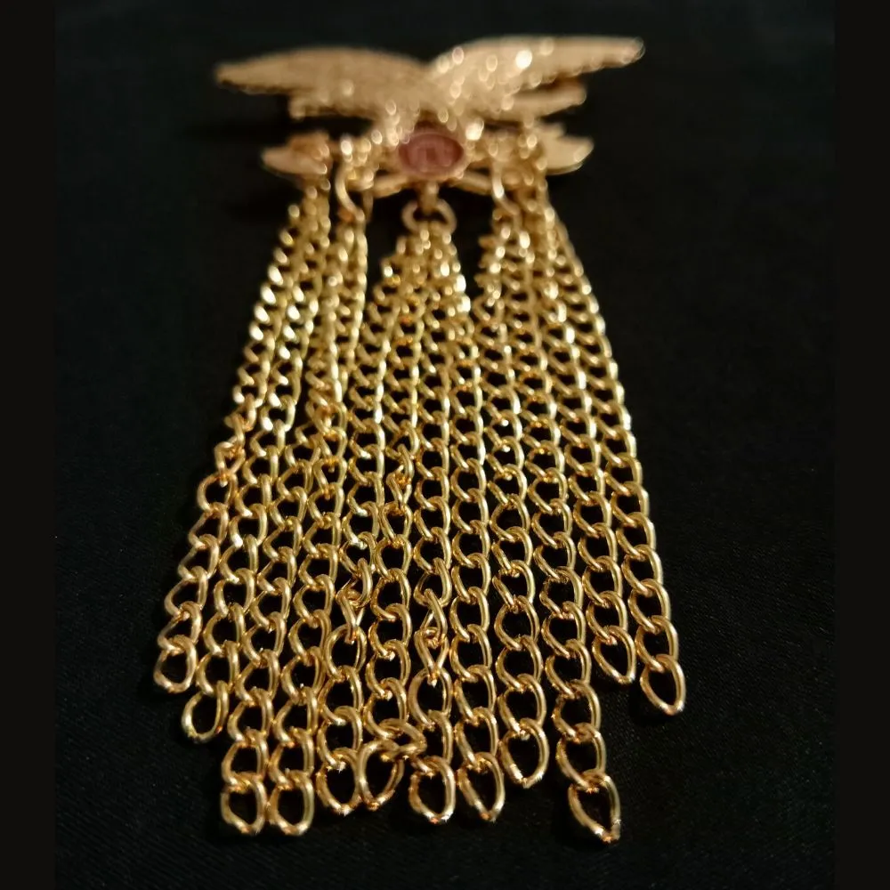 Golden Eagle Bird with Axe Designer Brooch