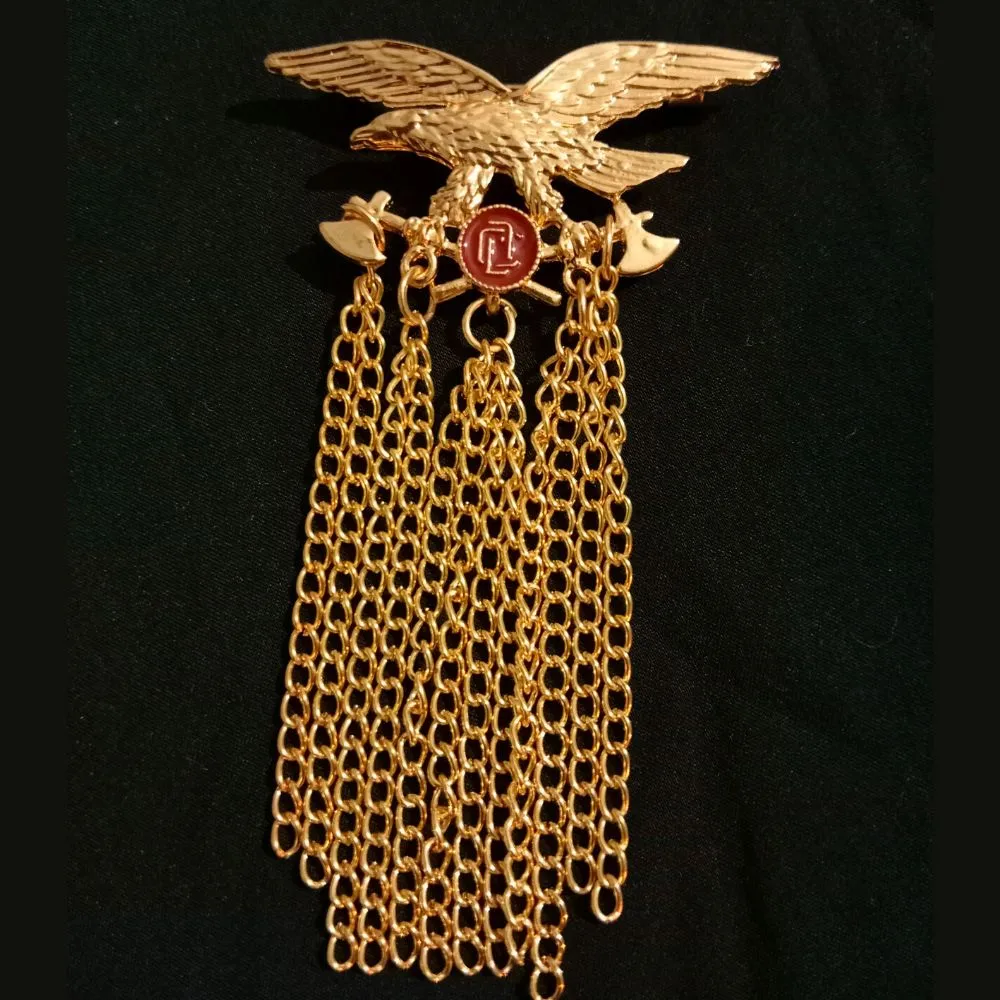 Golden Eagle Bird with Axe Designer Brooch