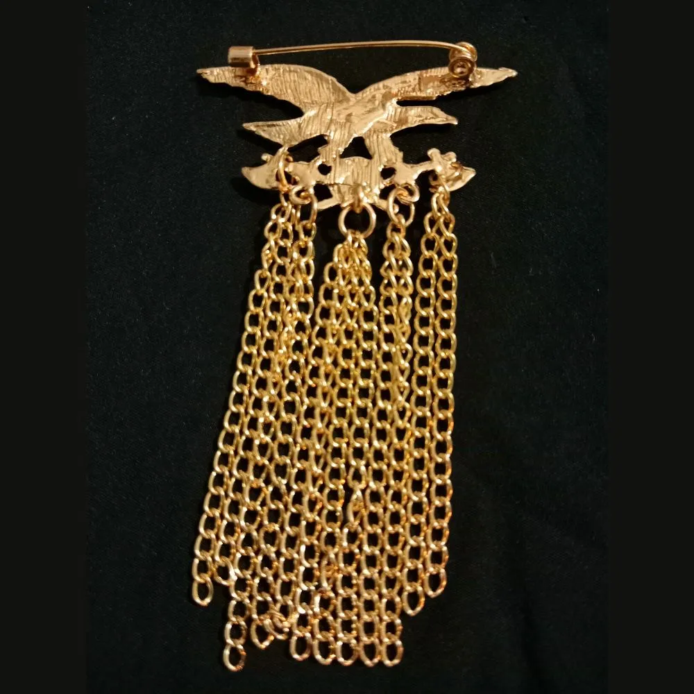 Golden Eagle Bird with Axe Designer Brooch