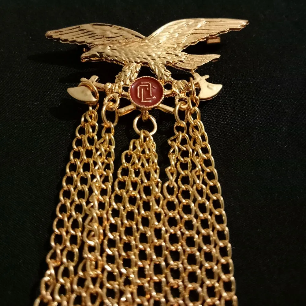 Golden Eagle Bird with Axe Designer Brooch