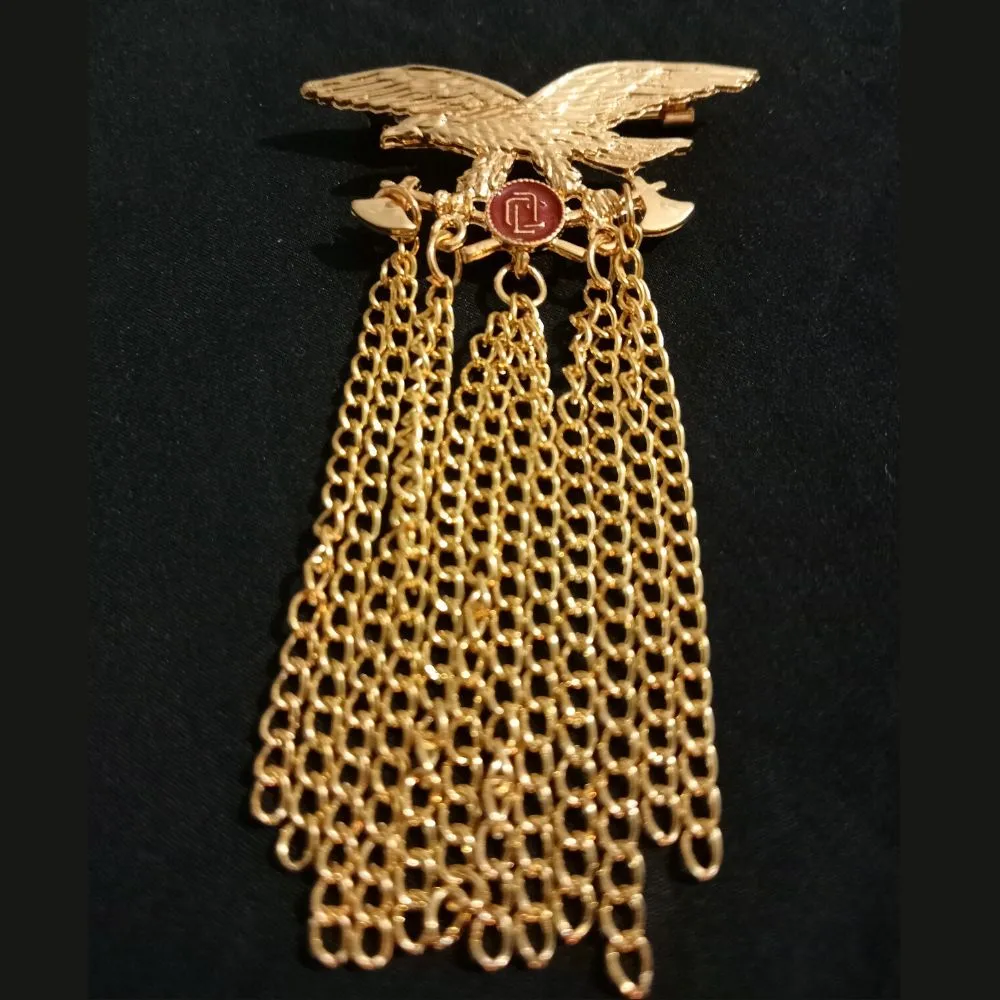 Golden Eagle Bird with Axe Designer Brooch