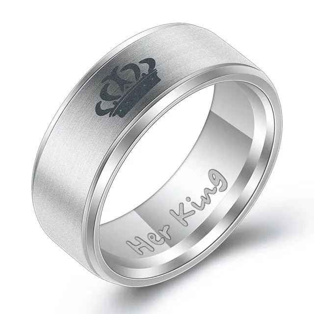 Her king his queen silver rings