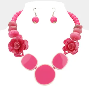 iLLASPARKZ Bold Resin Flower Geometric Beaded Statement Necklace