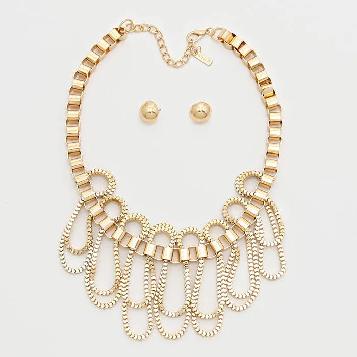 iLLASPARKZ Box Chain Drape Metal Statement Necklace