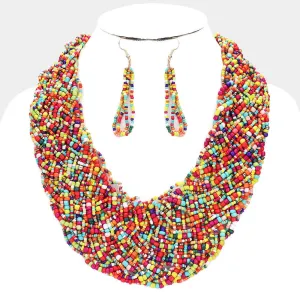 iLLASPARKZ Braided Faceted Bead Statement Bib Necklace