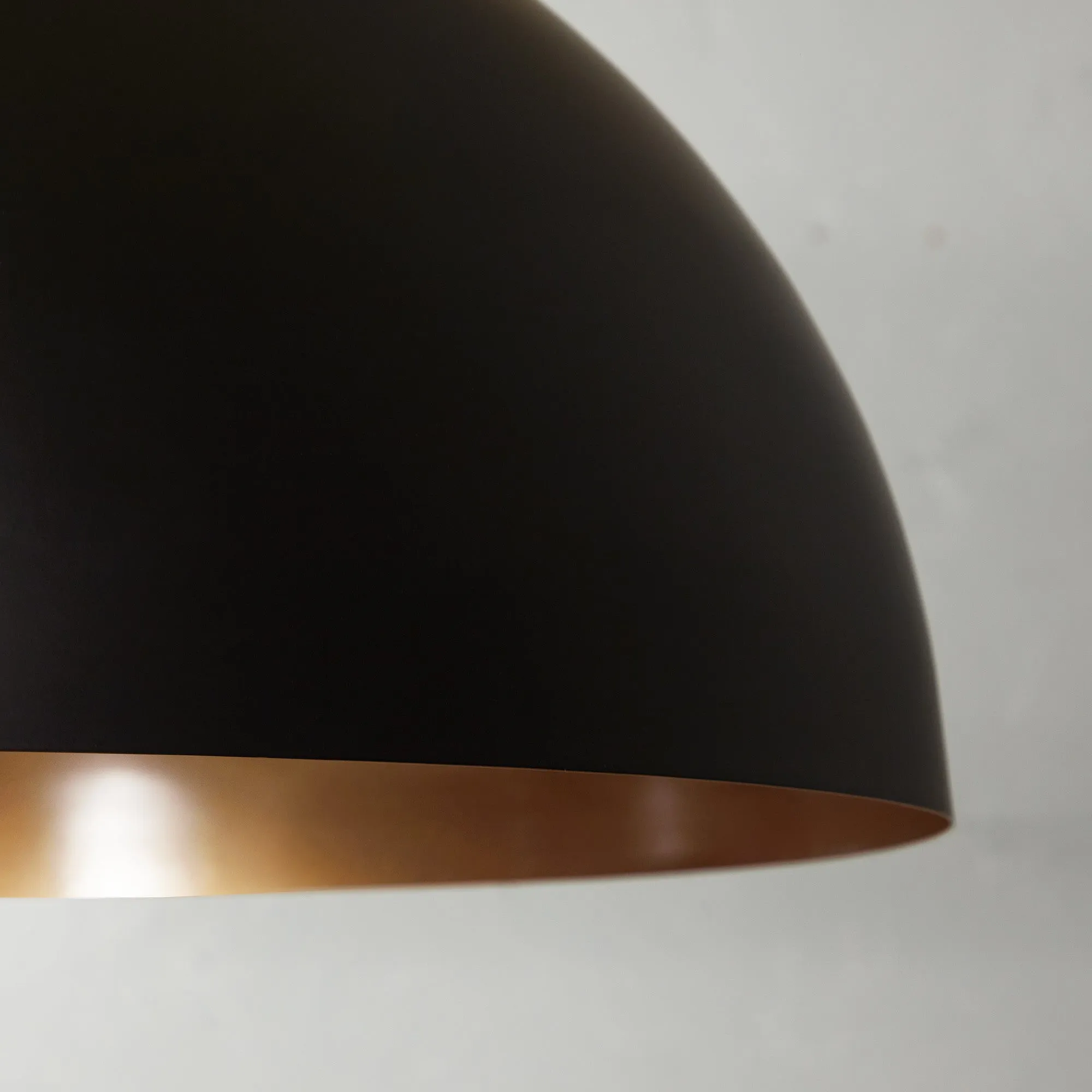 Larger Goodhew pendant in black with a gold interior - 60cms diameter