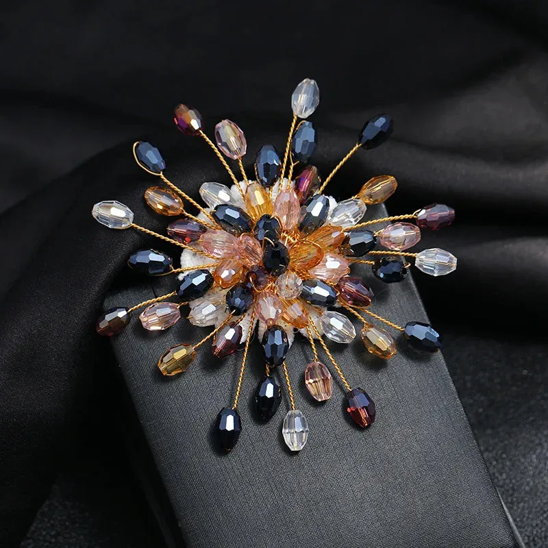 Luxury Pearl Brooches Pins Elegant Rhinestone Snowflakes Flower Accessories