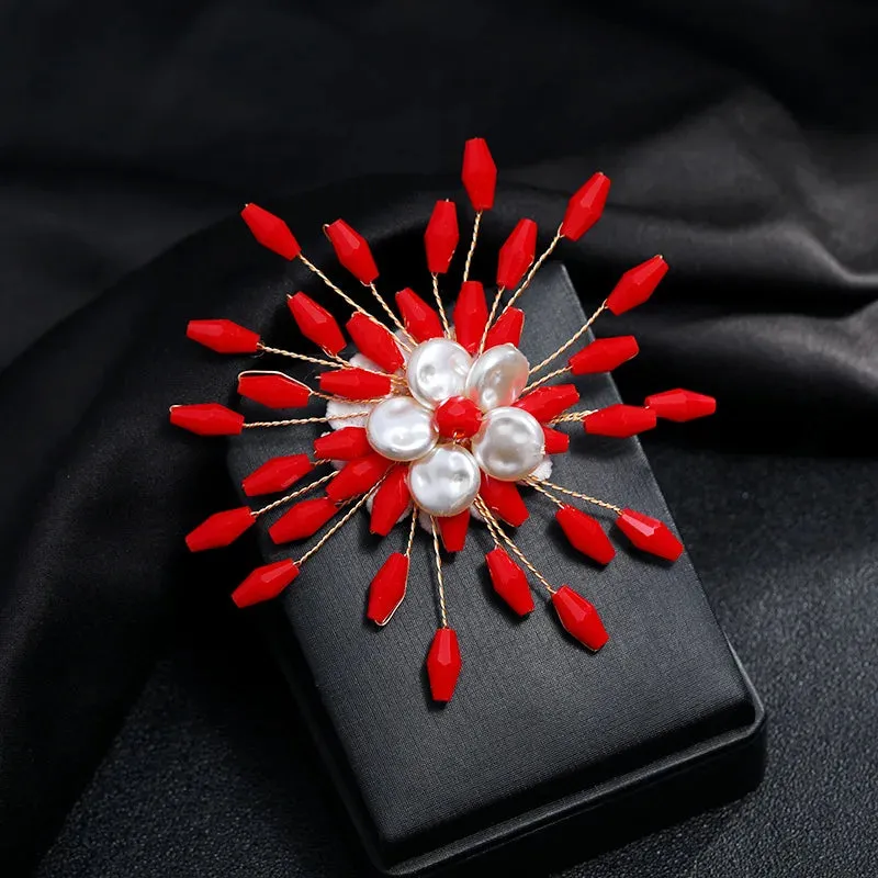 Luxury Pearl Brooches Pins Elegant Rhinestone Snowflakes Flower Accessories