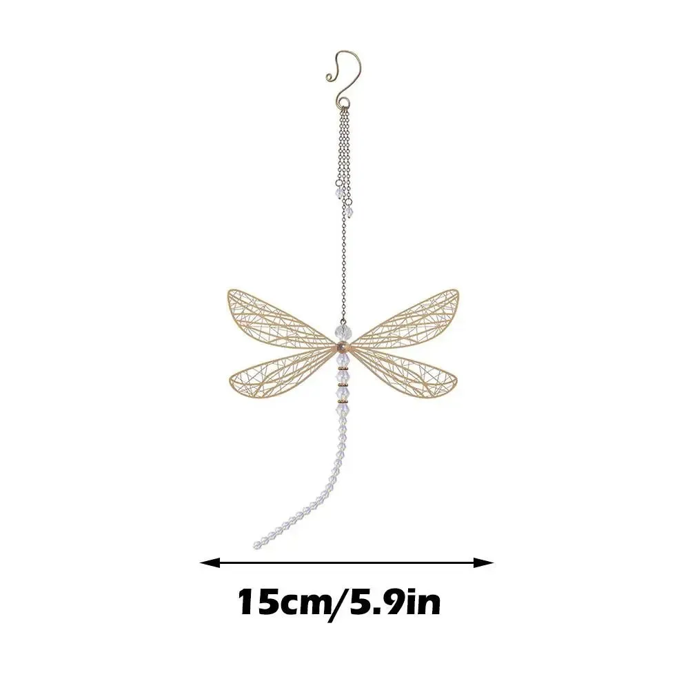 Metal Wing Dragonfly & Butterfly Crystal Suncatcher  Garden Wind Chimes & Home Window Car Decor
