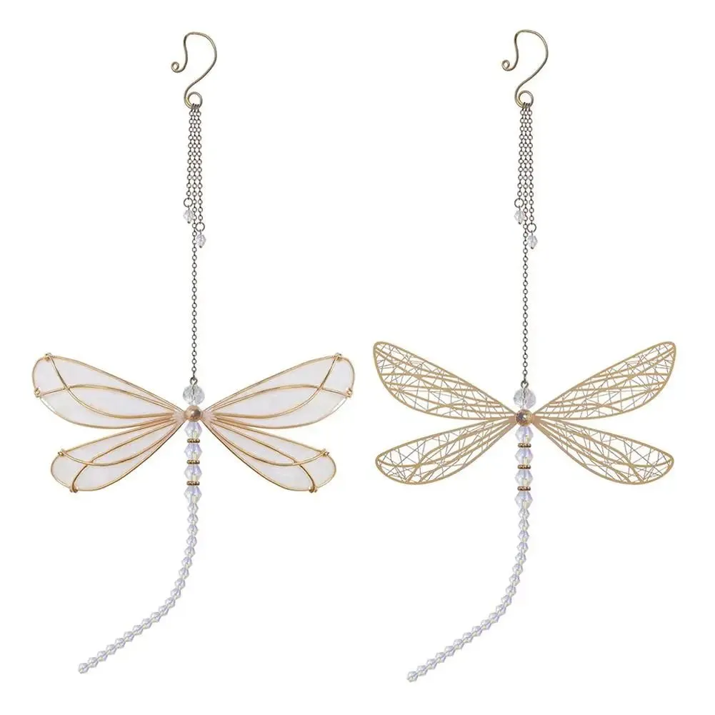 Metal Wing Dragonfly & Butterfly Crystal Suncatcher  Garden Wind Chimes & Home Window Car Decor