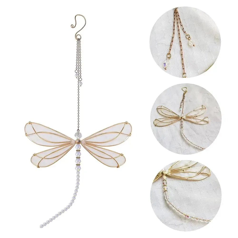 Metal Wing Dragonfly & Butterfly Crystal Suncatcher  Garden Wind Chimes & Home Window Car Decor