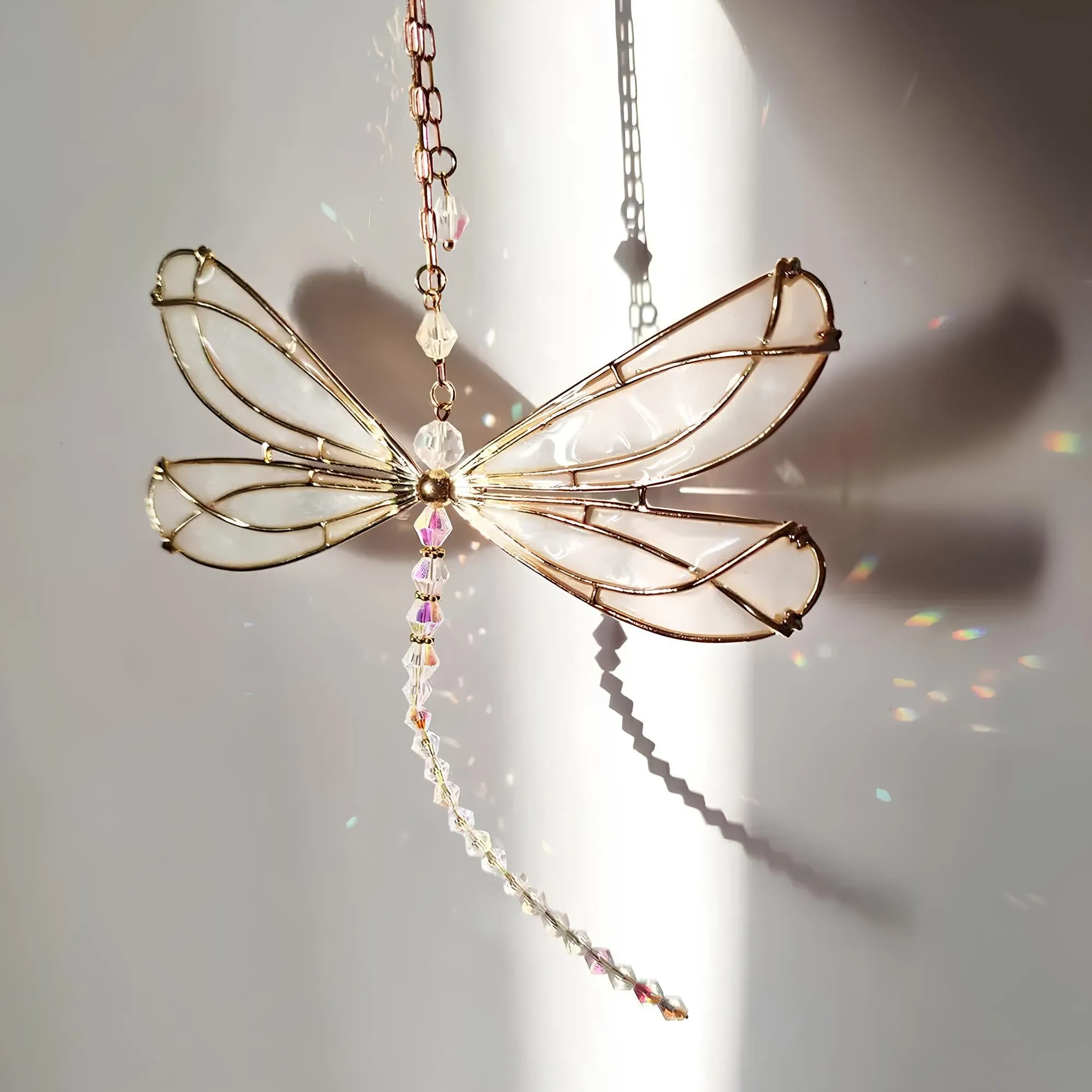 Metal Wing Dragonfly & Butterfly Crystal Suncatcher  Garden Wind Chimes & Home Window Car Decor