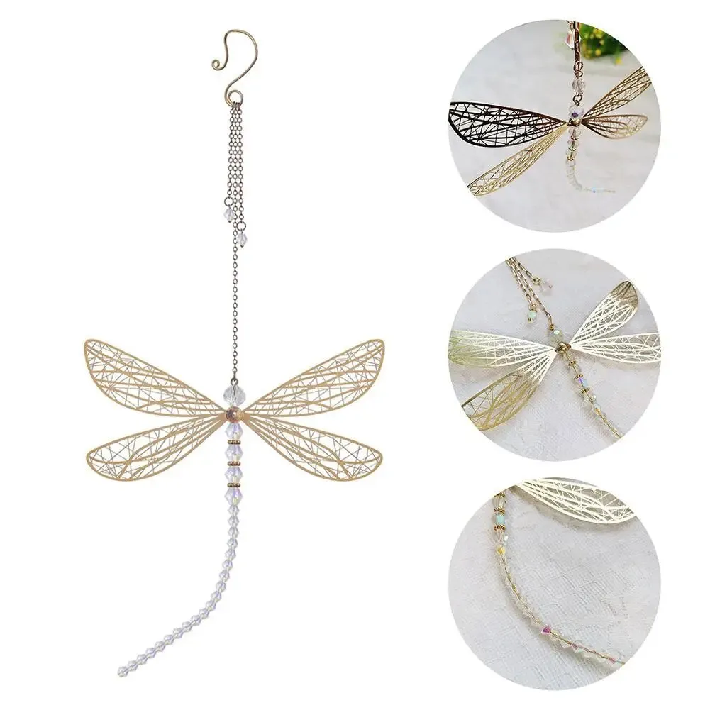 Metal Wing Dragonfly & Butterfly Crystal Suncatcher  Garden Wind Chimes & Home Window Car Decor