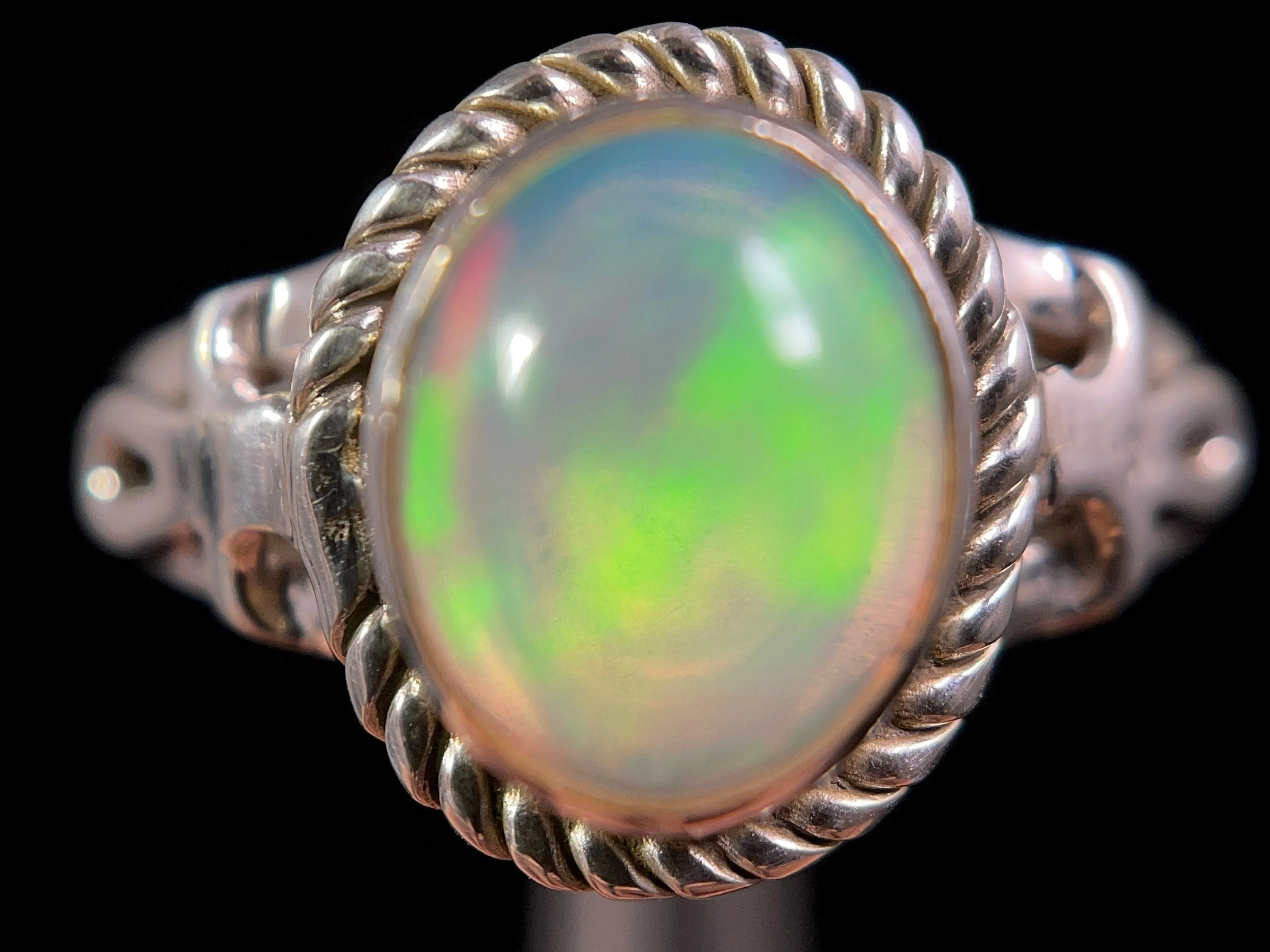 OPAL RING - Sterling Silver, Size 10 - Ethiopian Opal Rings for Women, Bridal Jewelry, Welo Opal, 49153