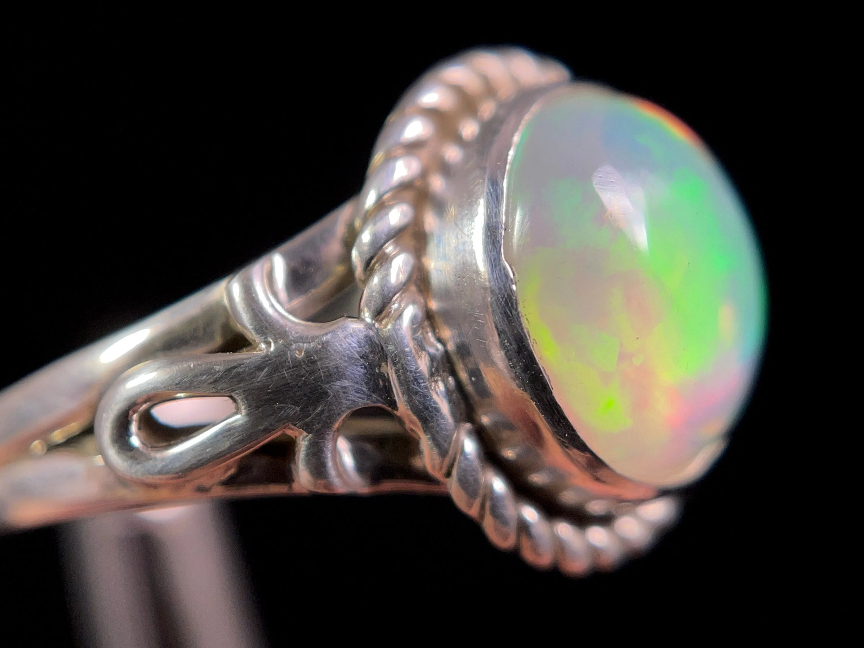 OPAL RING - Sterling Silver, Size 10 - Ethiopian Opal Rings for Women, Bridal Jewelry, Welo Opal, 49153